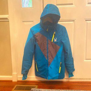 Spyder Boys Enforcer Jacket, 16, Concept Blue/Polar Wool Print/Electric Blue